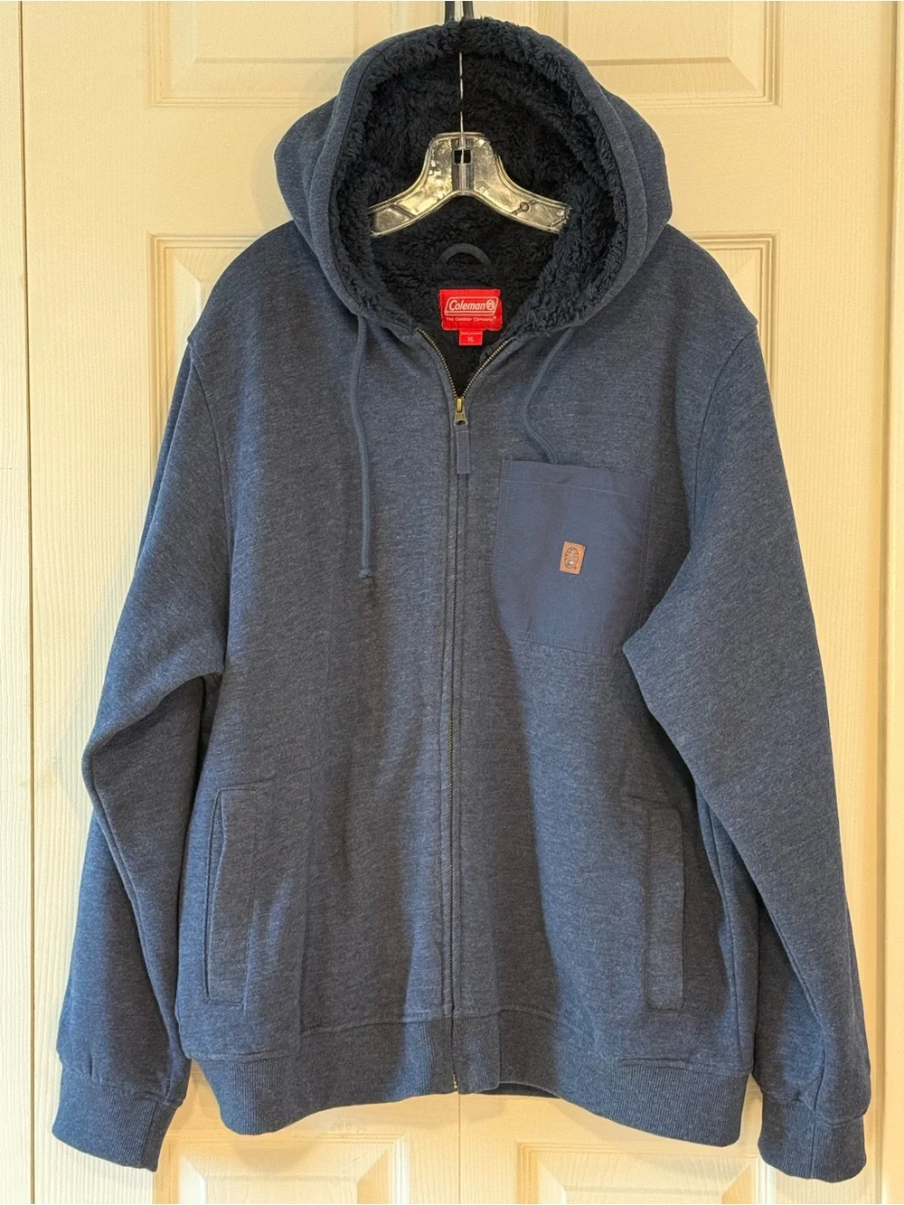 Coleman Navy Full-Zip Hooded Sherpa-Lined Sweater